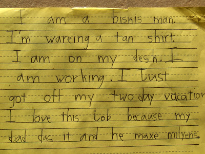 kids note about making a million dollars