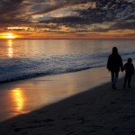 mother and son on beach