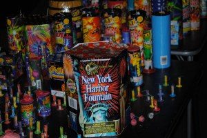 fireworks piled on table